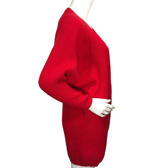 Lovers + Friends Sz XS Sweaters Lovers and Friends Red Ribbed Cardigan Oversized - Picture 10 of 15